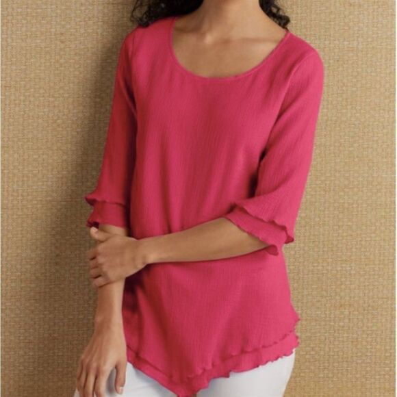 SOFT SURROUNDINGS Siesta Key Tunic Raspberry Daiquiri Pink Blouse Women’s Small - Picture 1 of 5